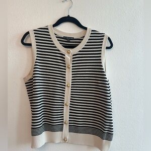 Adrianna Papell Black and White Striped Knit Top